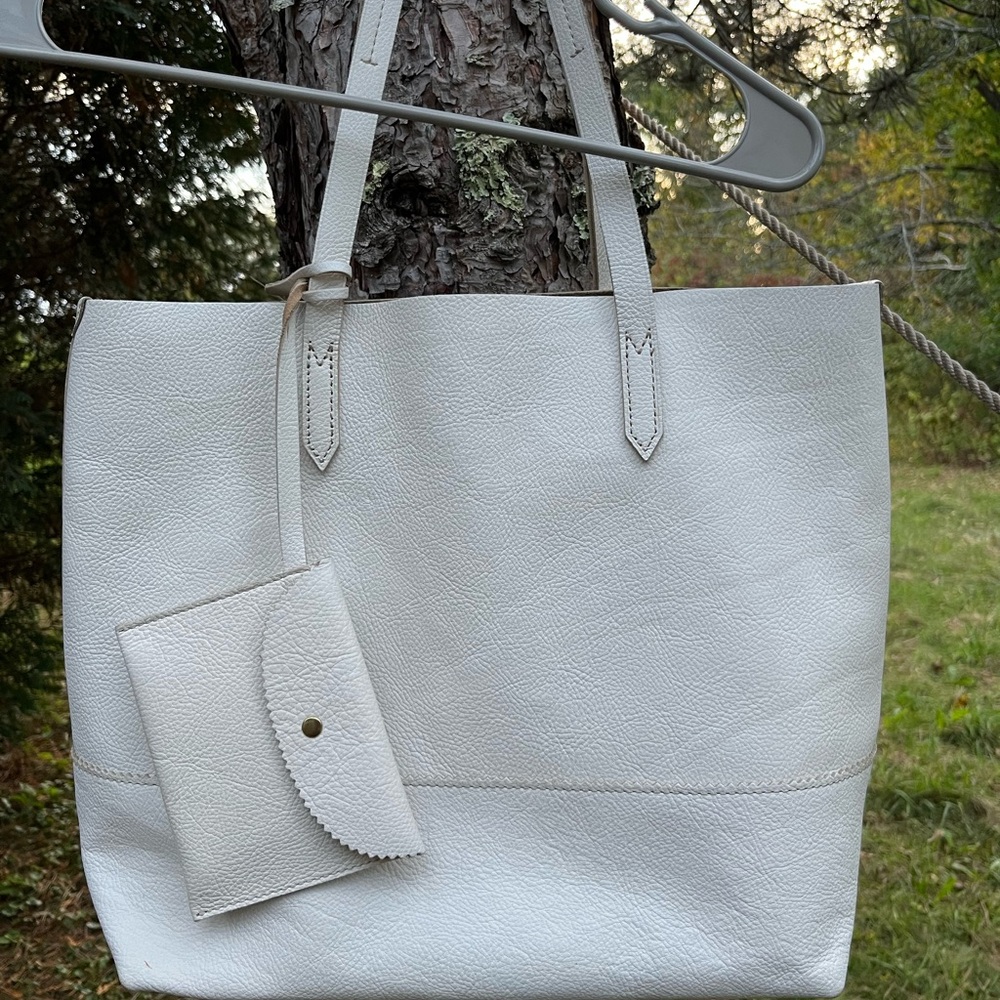 J. Crew Ivory Downing Tote Bag with Pouch